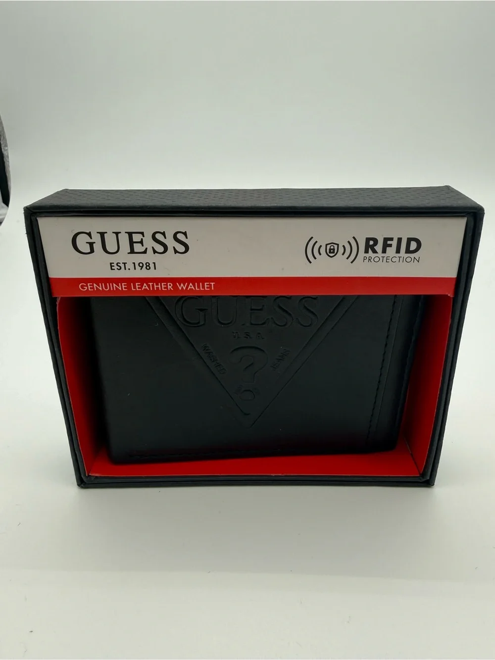 GUESS Black Genuine Leather RFID Card & Key Holder